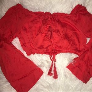 american threads tie front crop top